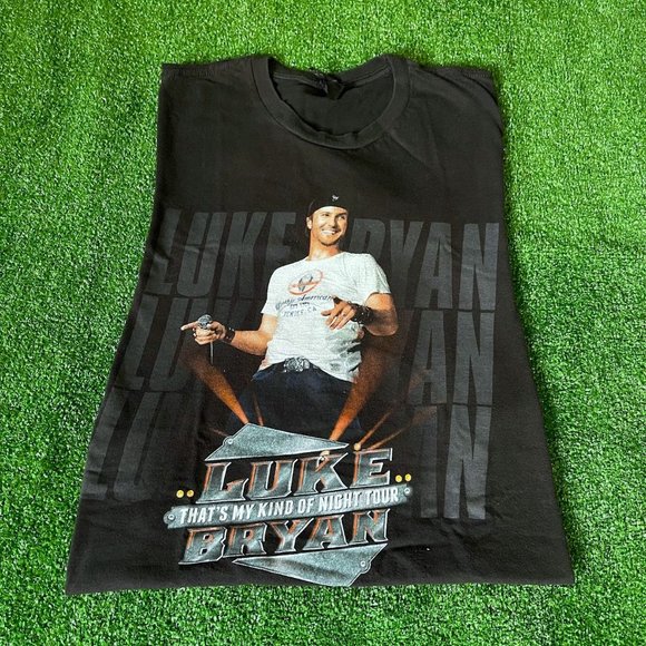 Luke Bryan 2014 Tour Country Music Short Sleeve Crew Neck Black T-Shirt Size S - Picture 1 of 12